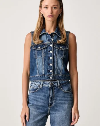 Guess vestă pentru femei din denim JILL