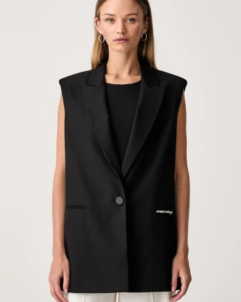 Armani Exchange vestă cu un singur rând de nasturi pentru femei cu amestec de lână
