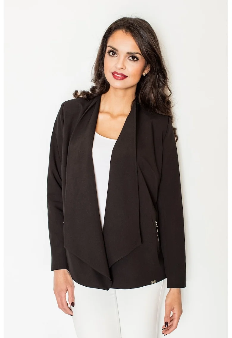 Jacheta supradimensionata  M435, neagra, poliester si vascoza, fara inchizatori