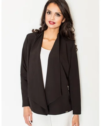 Jacheta supradimensionata  M435, neagra, poliester si vascoza, fara inchizatori