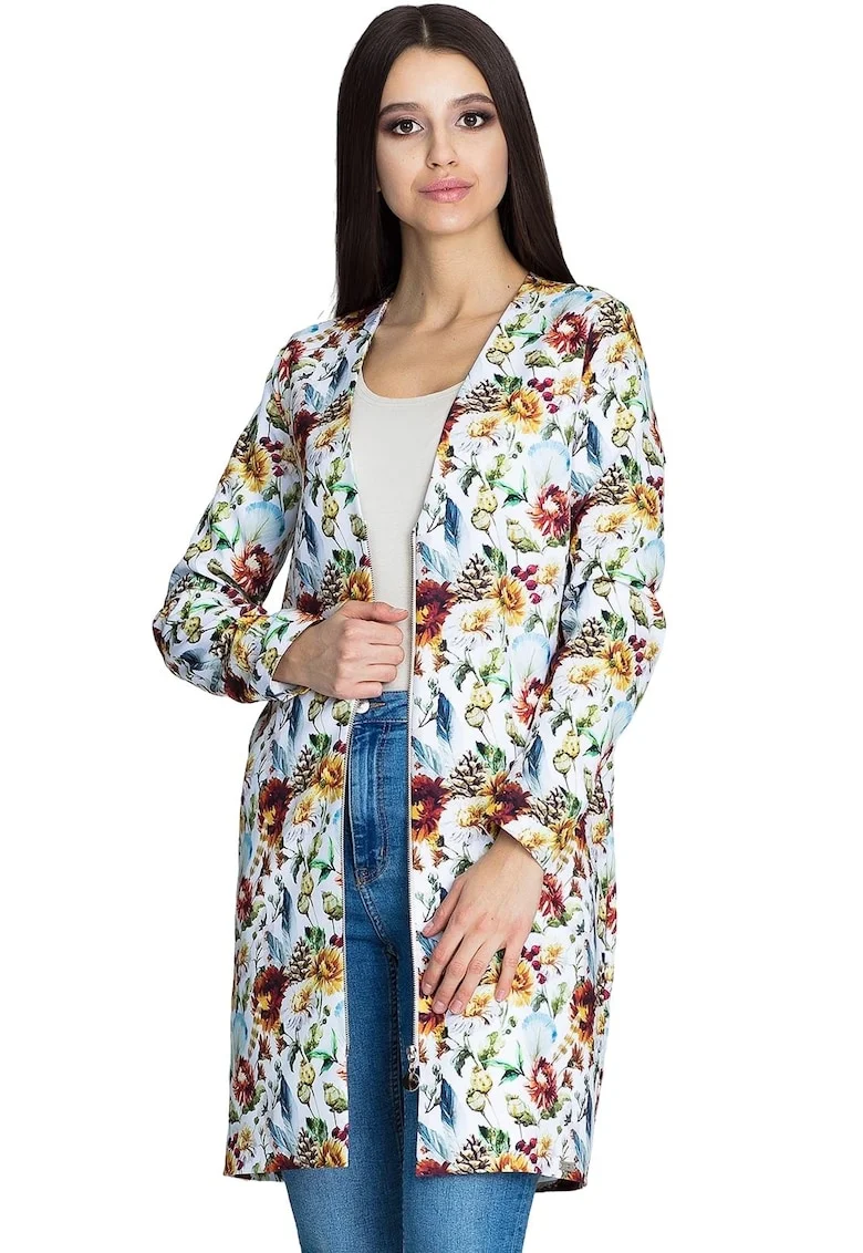 Jacheta dama M592,  Poliester, Multicolor, Floral