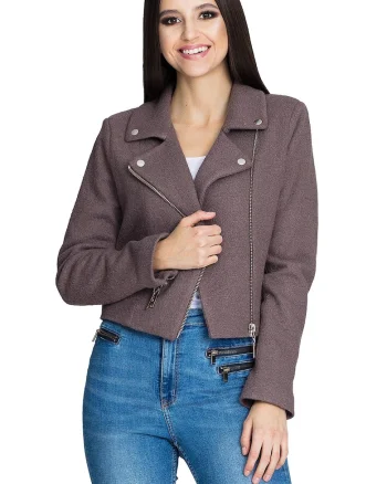 Jacheta dama M607,  Poliester/Lana, Maro