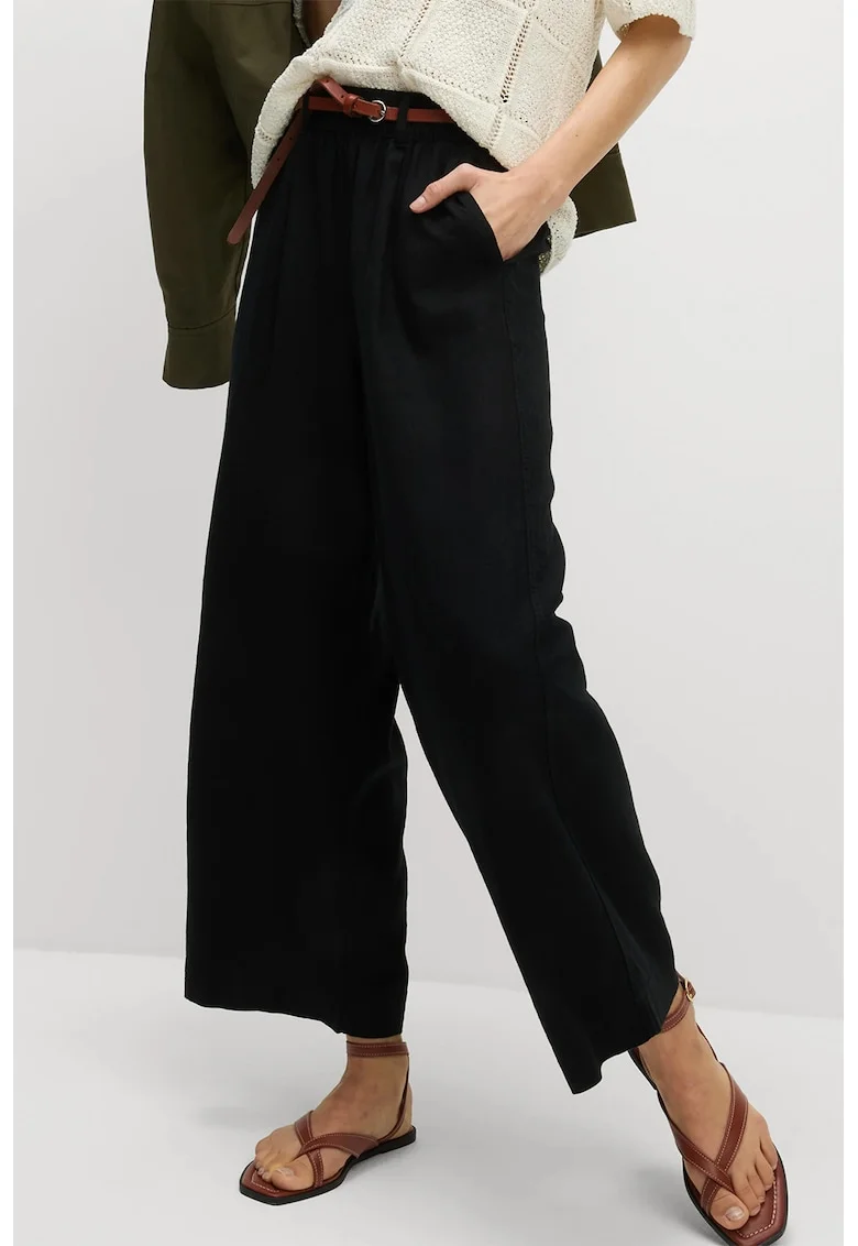 Pantaloni drepti din amestec de in
