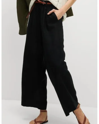 Pantaloni drepti din amestec de in