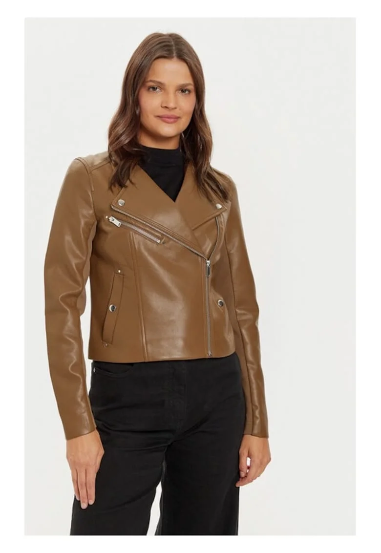 Geaca din imitatie de piele Riley 10302441 Maro Slim Fit, Piele ecologica