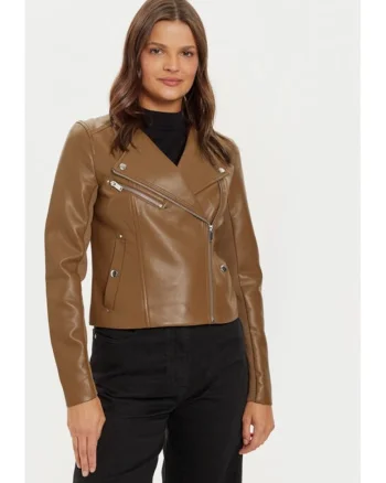Geaca din imitatie de piele Riley 10302441 Maro Slim Fit, Piele ecologica