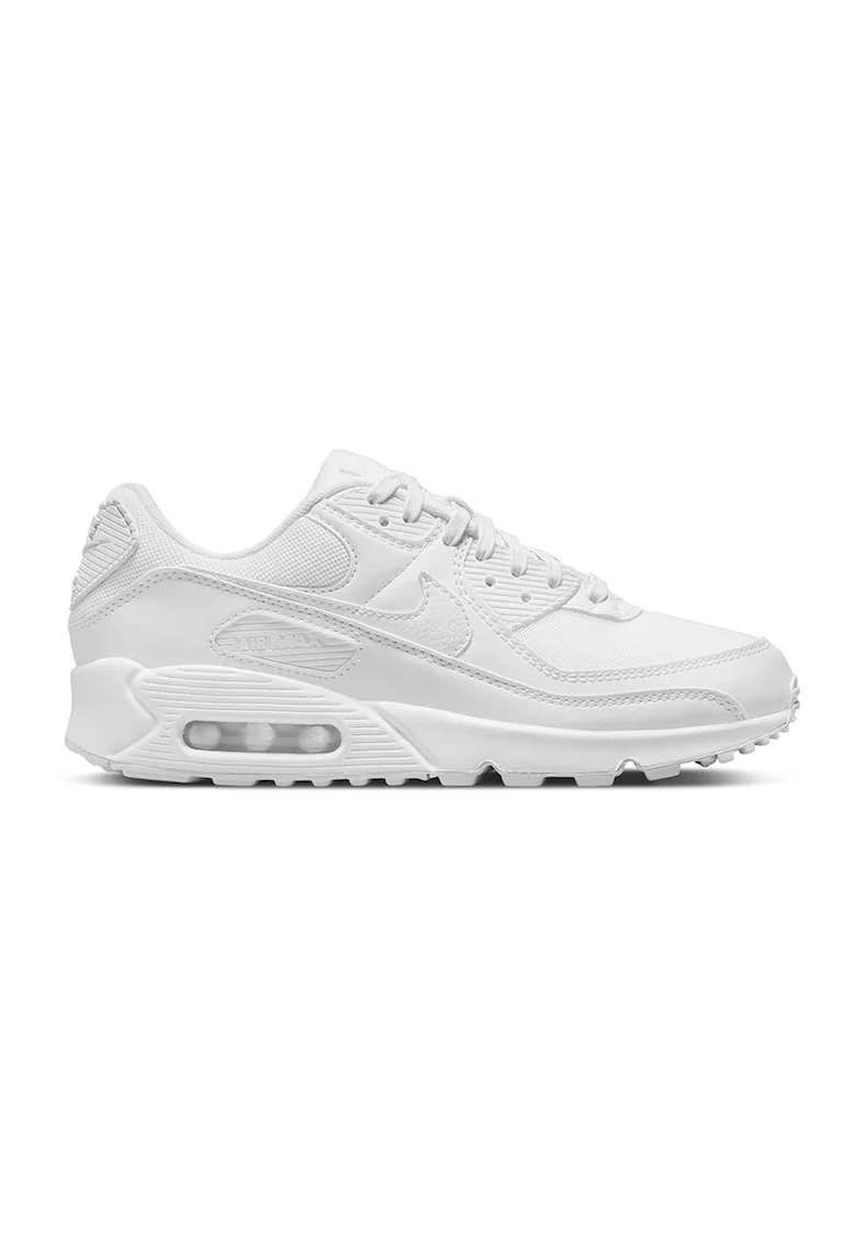 Pantofi sport din piele ecologica cu garnituri din material textil Air Max 90, Alb optic