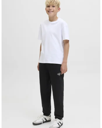 Pantaloni de trening din amestec de bumbac cu snur in talie, Negru