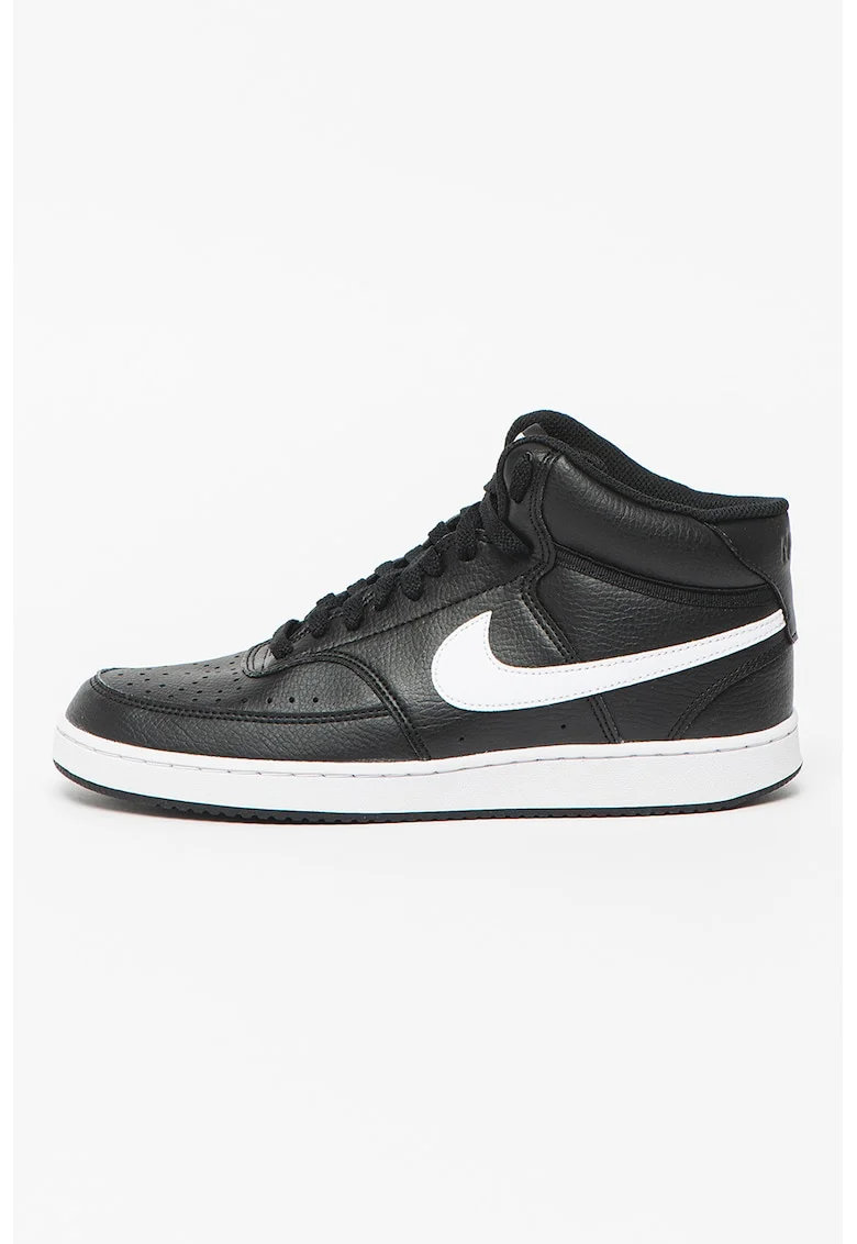 Pantofi sport mid-high de piele ecologica Court Vision, Negru
