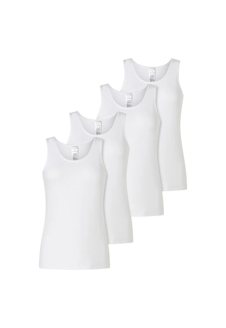 Set de top-uri cu model uni - 4 piese, Alb