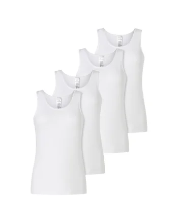 Set de top-uri cu model uni - 4 piese, Alb