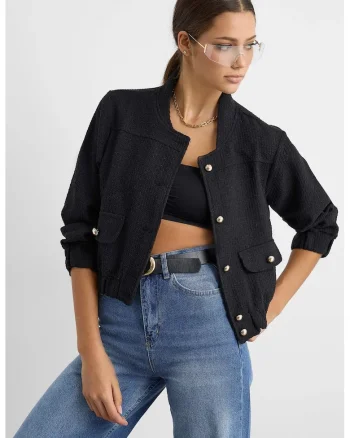 Jacheta din tweed crop
