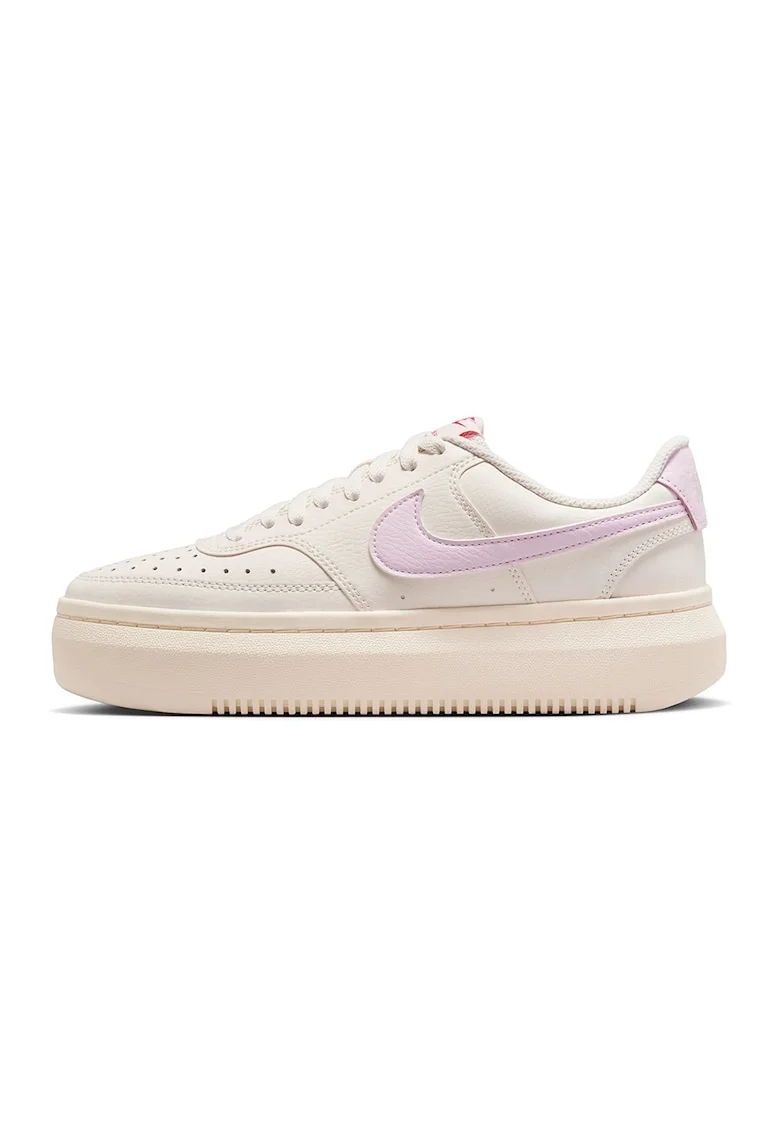 Pantofi sport din piele si piele ecologica cu talpa flatform Court Vision, Lila/Crem