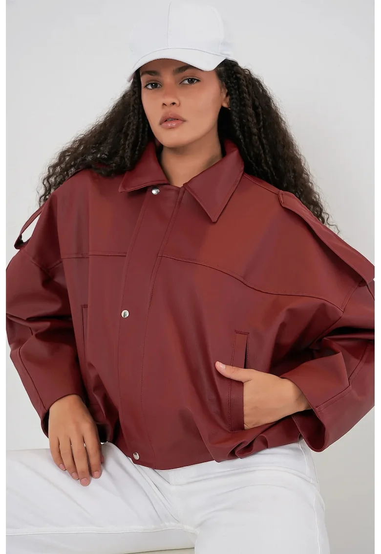Jacheta dama, HiCCUP, Supradimensionata, Caramiziu, Textil