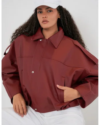 Jacheta dama, HiCCUP, Supradimensionata, Caramiziu, Textil