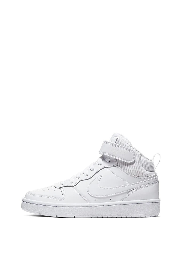 Pantofi sport mid-high cu insertii din piele Court Borough 2, Alb