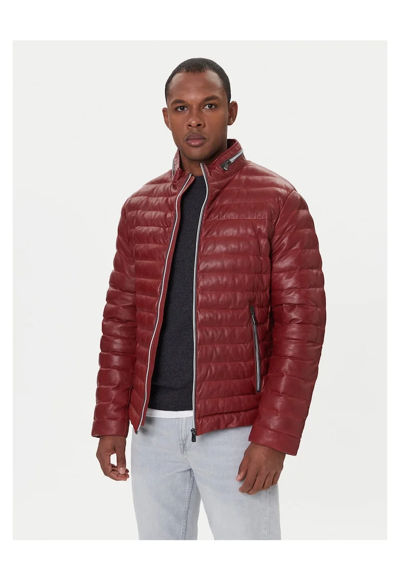 Geaca de piele barbati  rosie