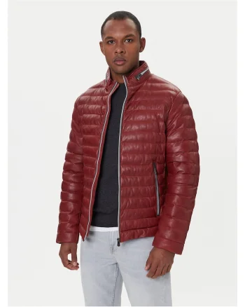 Geaca de piele barbati  rosie