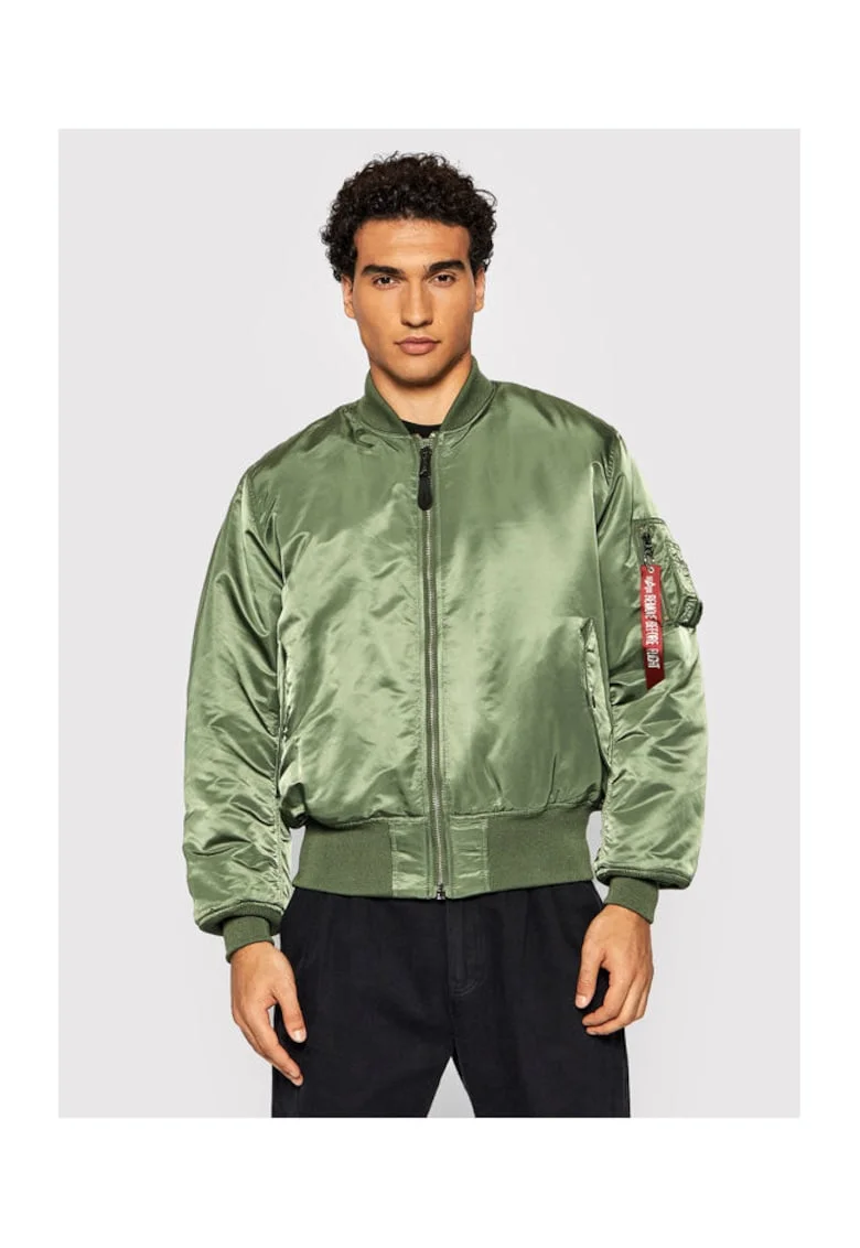 Jacheta Bomber barbati  portocalie si verde, material rezistent