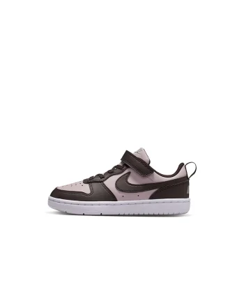 Pantofi sport Court Borough din piele ecologica cu inchidere velcro, Maro inchis/Roz pastel