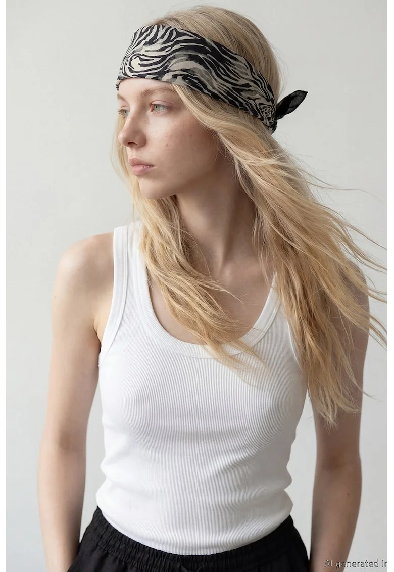 Top slim fit uni, Alb