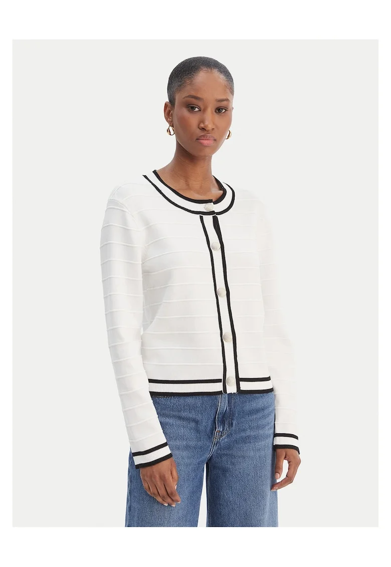 Cardigan dama,  alb, viscoza, cu nasturi