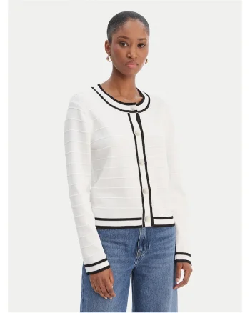 Cardigan dama,  alb, viscoza, cu nasturi