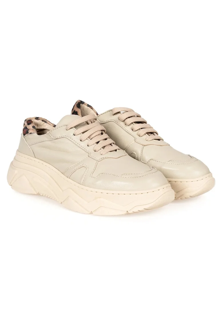 Pantofi sport din piele Rebel Queen, Bej