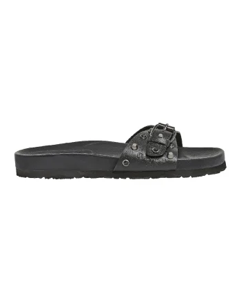 Papuci de piele cu tinte, Negru