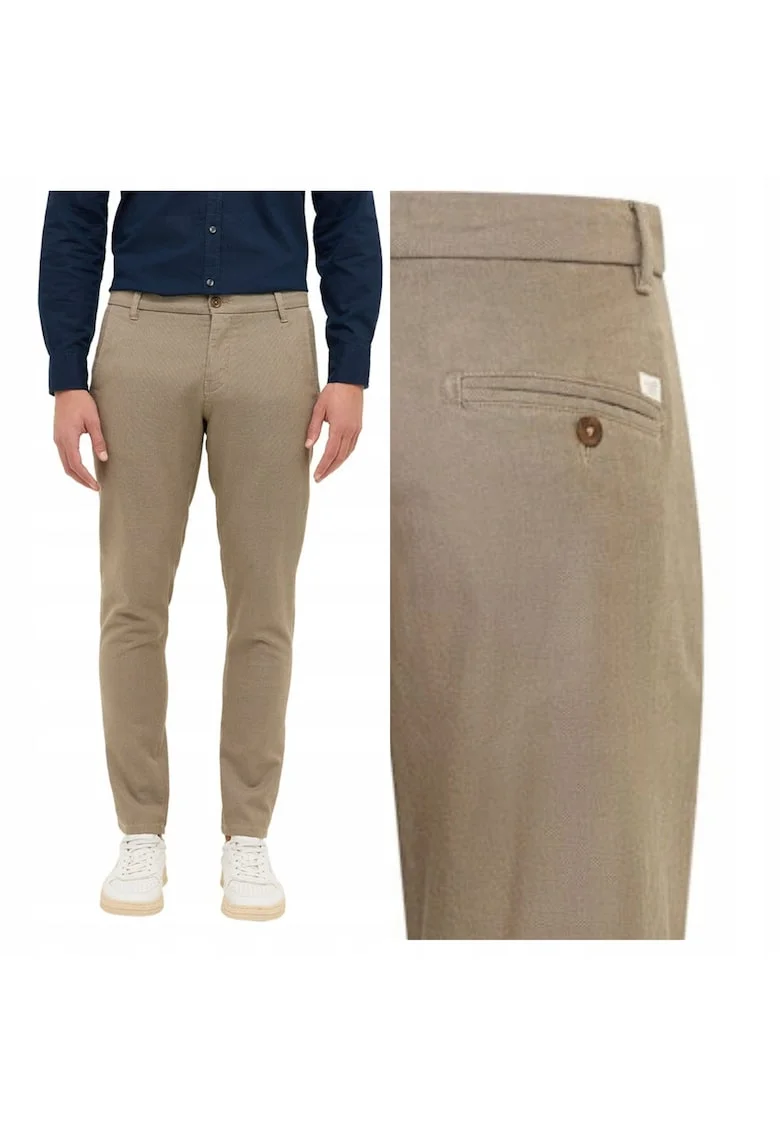 Pantaloni chino slim fit cu talie medie Oakland, Bej