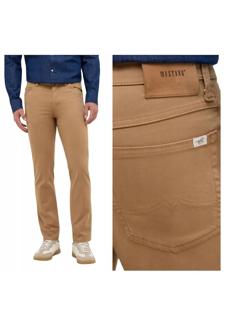 Pantaloni drepti de bumbac cu fermoar Tramper, Bej