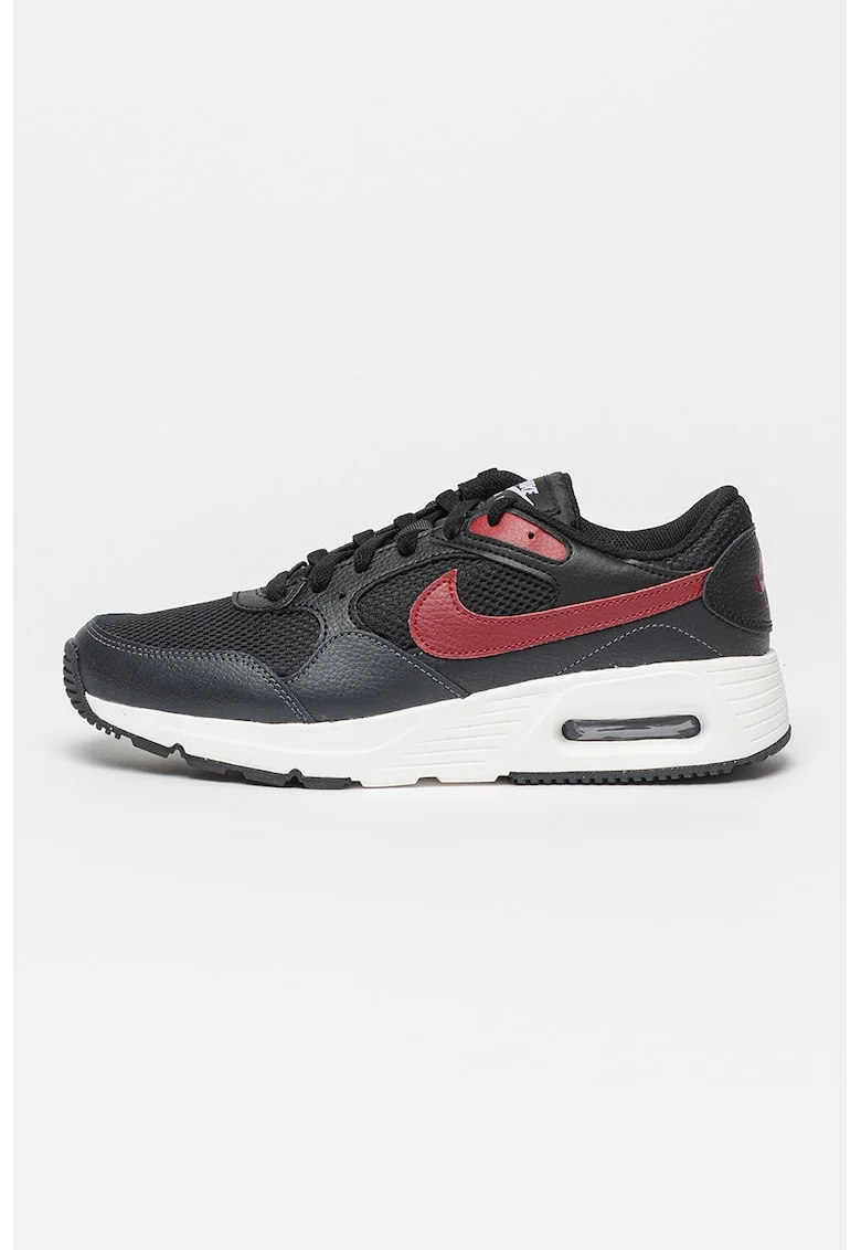 Pantofi sport de piele cu garnituri de plasa Air Max Sc, Alb/Visiniu/Negru