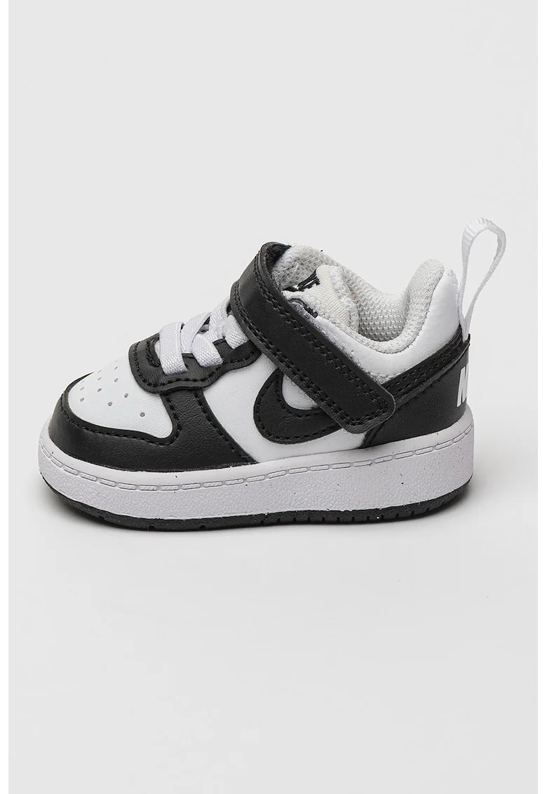 Pantofi sport Court Borough cu inchidere velcro, Alb/Negru stins