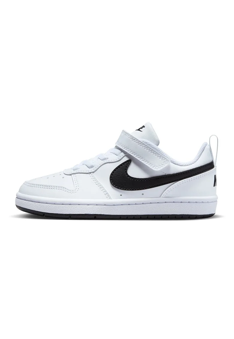Pantofi sport Court Borough din piele ecologica cu inchidere velcro, Alb/Negru