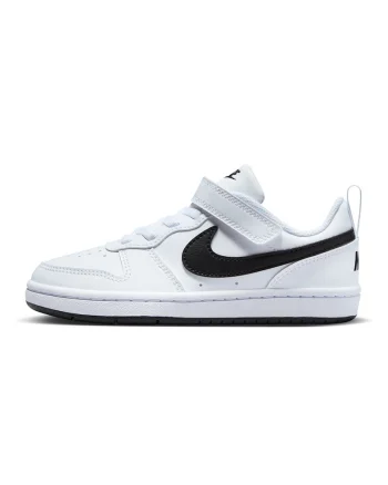 Pantofi sport Court Borough din piele ecologica cu inchidere velcro, Alb/Negru