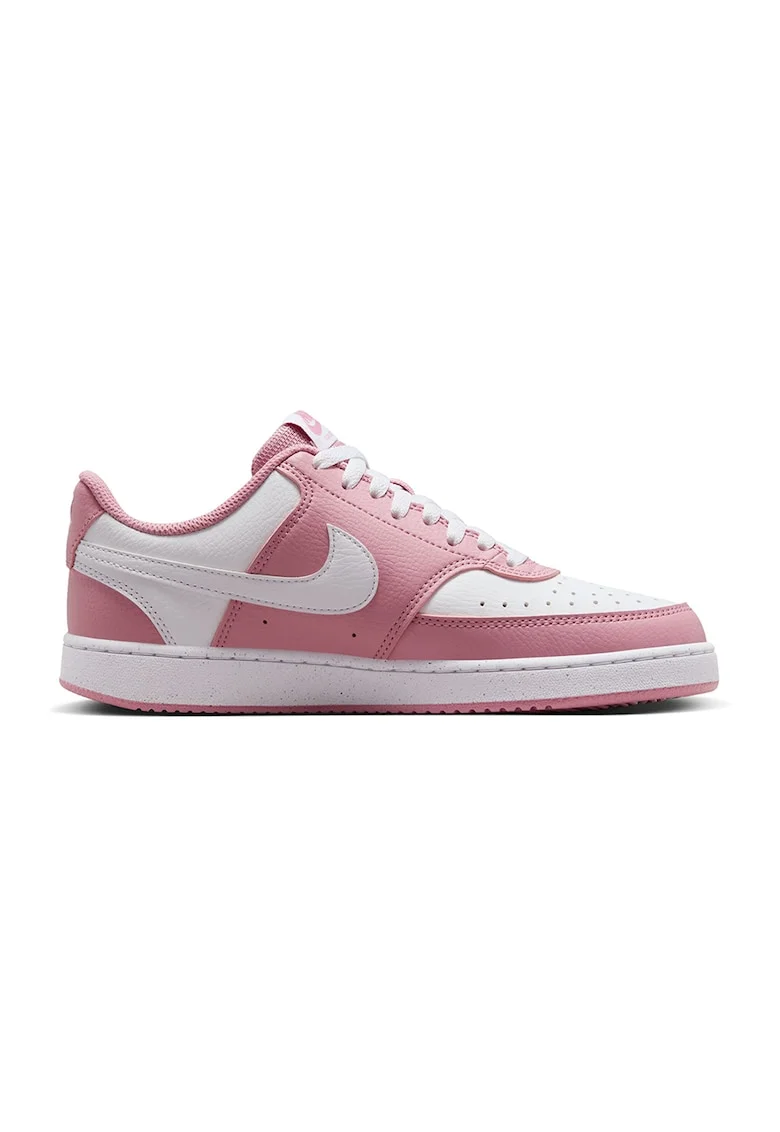 Pantofi sport Court Vision Low Next Nature din piele ecologica, Alb/Roz aprins