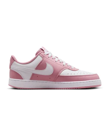 Pantofi sport Court Vision Low Next Nature din piele ecologica, Alb/Roz aprins