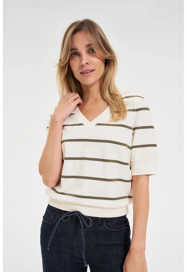 Bluza cu dungi  ecru, Alb