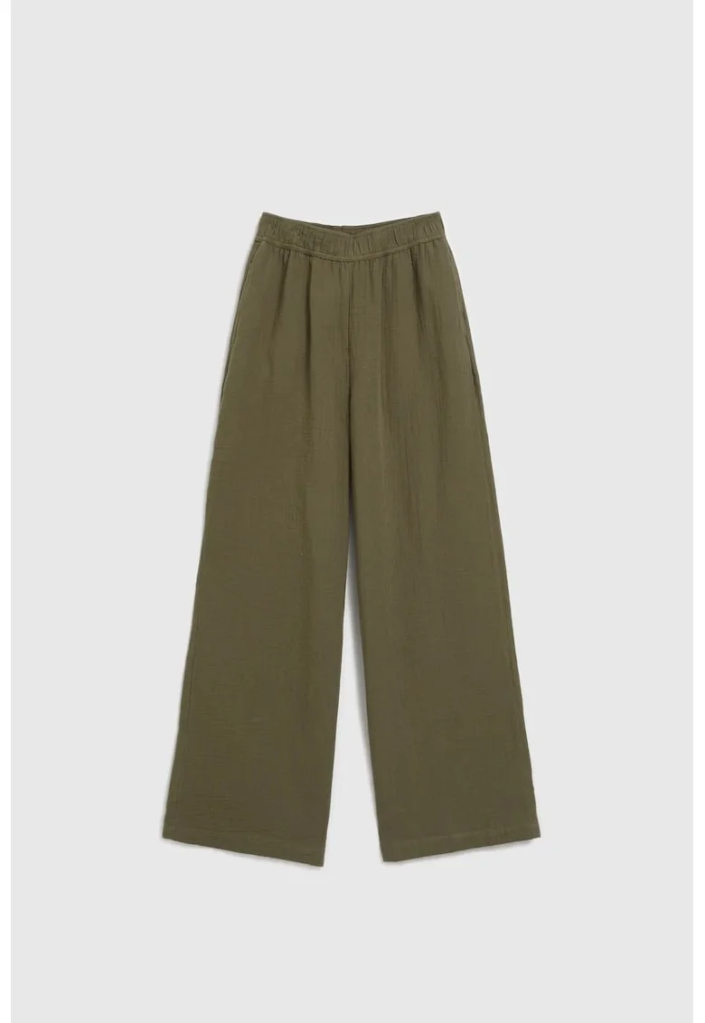 Pantaloni bumbac, largi, Kaki