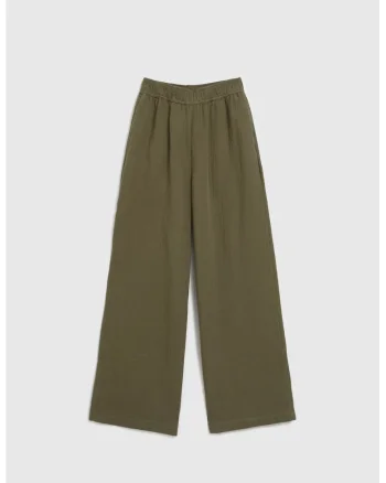Pantaloni bumbac, largi, Kaki