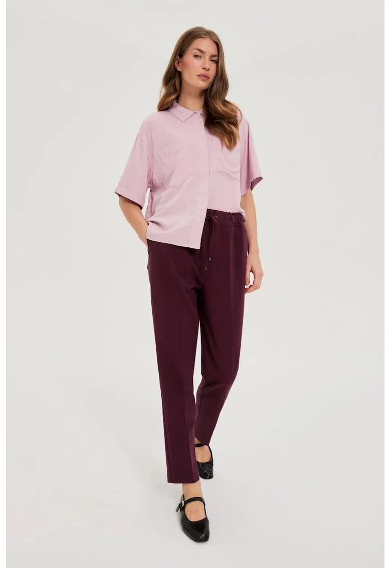 Pantaloni burgundy cu picioare drepte, Visiniu
