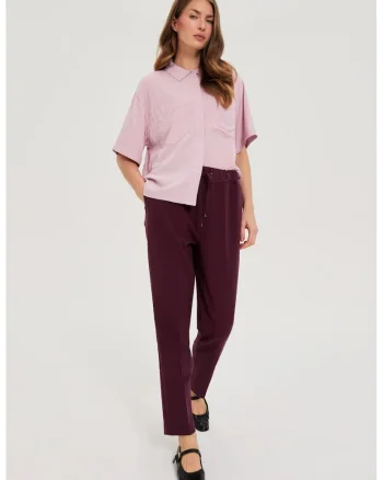Pantaloni burgundy cu picioare drepte, Visiniu
