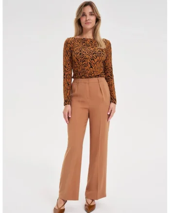 Pantaloni camel din viscoza, Bej