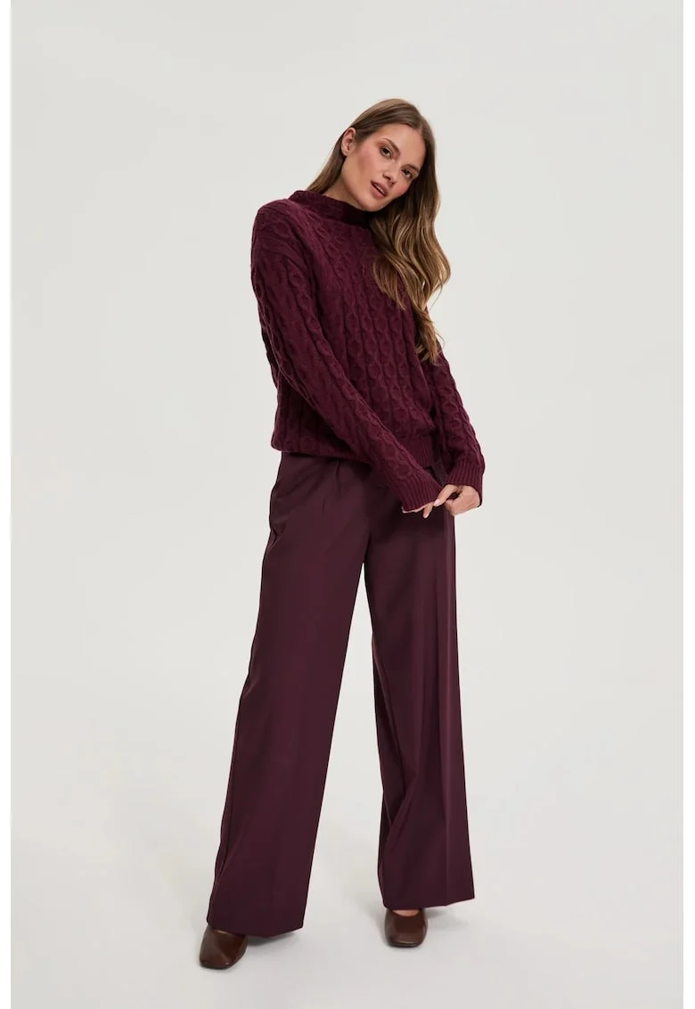 Pantaloni burgund cu curea, Visiniu