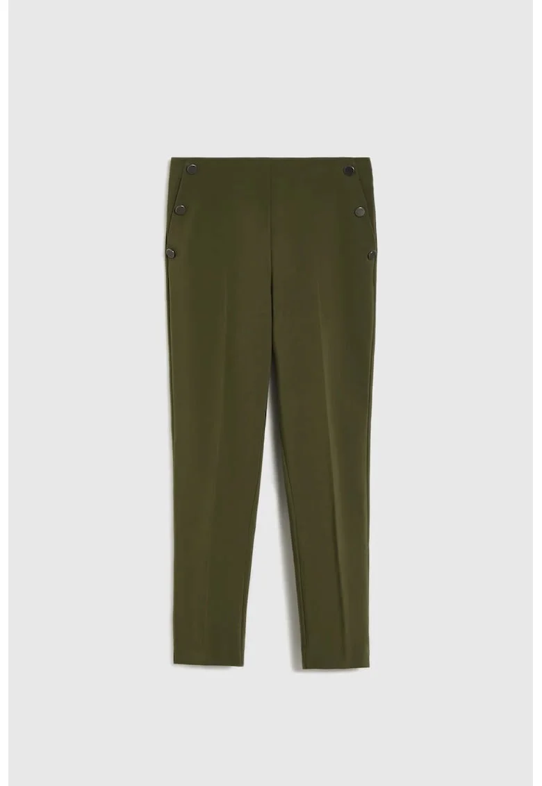 Pantaloni cigareta verde masliniu inchis, Kaki