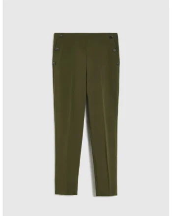 Pantaloni cigareta verde masliniu inchis, Kaki