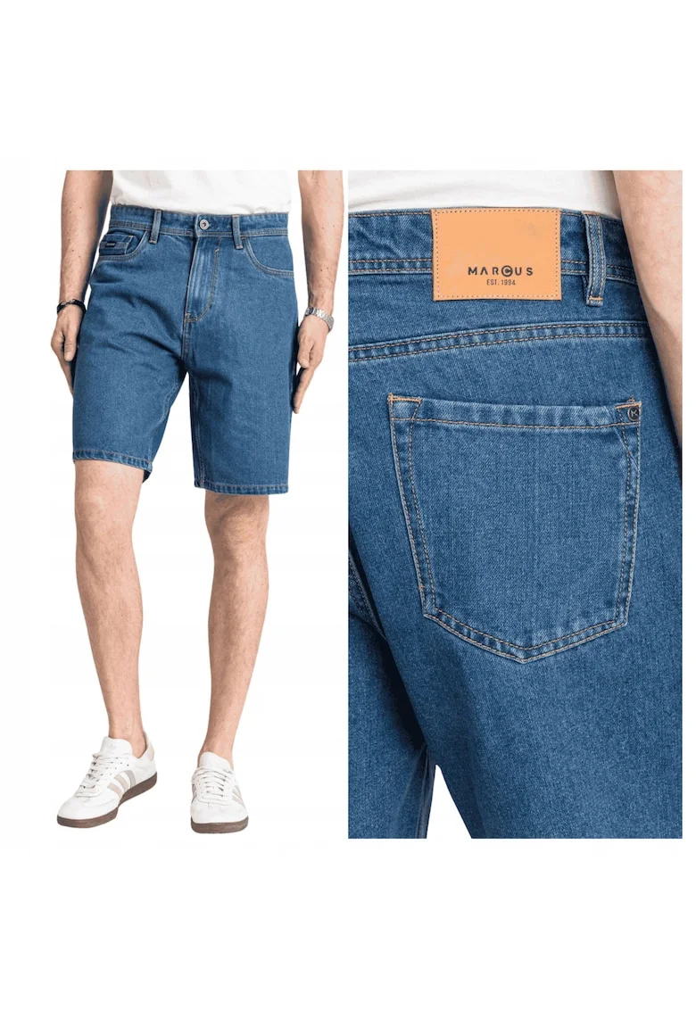 Bermude din denim cu talie medie, Albastru
