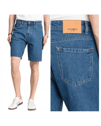 Bermude din denim cu talie medie, Albastru