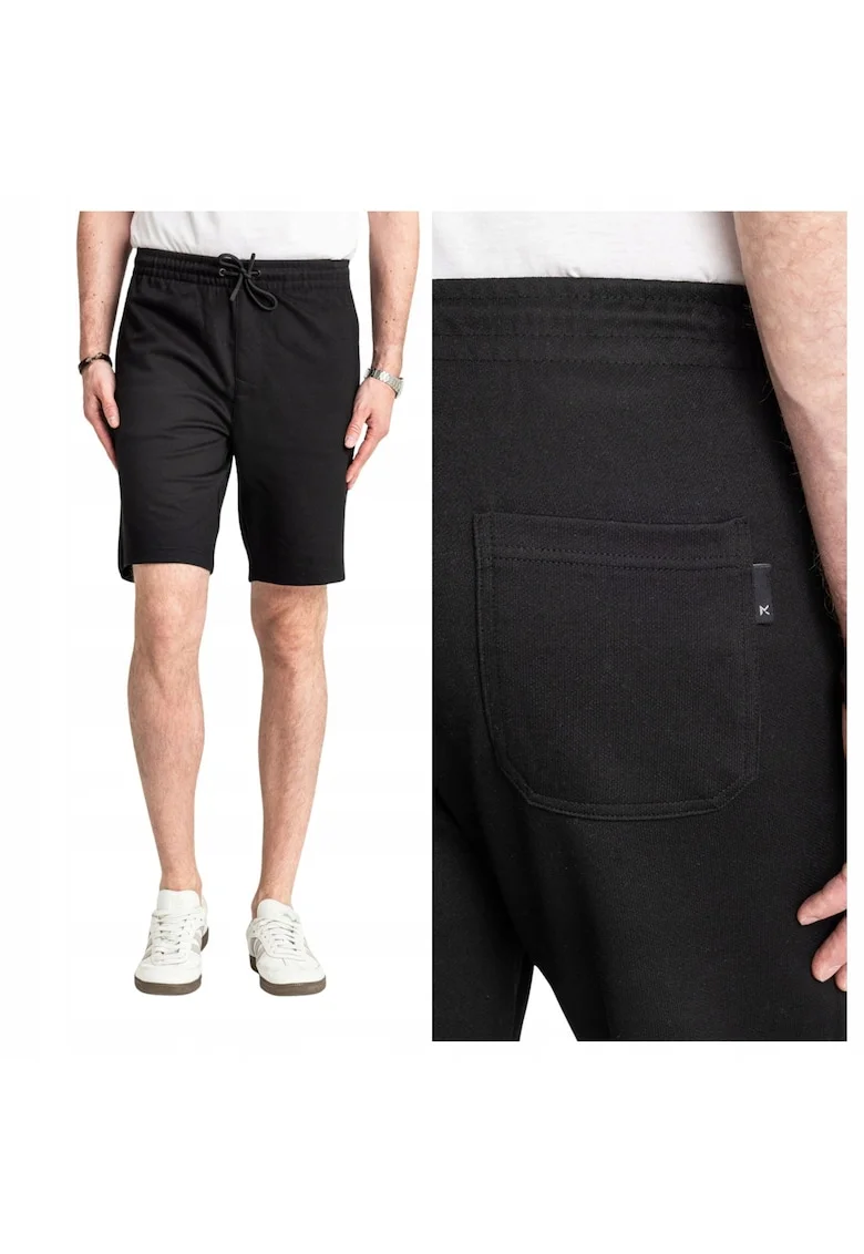 Pantaloni scurti cu talie ajustabila, Negru, Negru