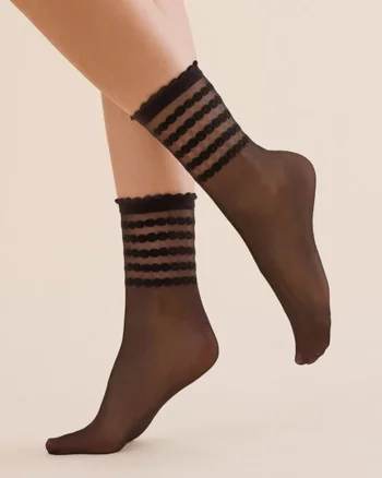 Sosete lycra negre cu model pe glezna  1200 Lora 20 den, Negru